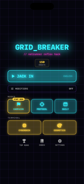 GRID_BREAKER main menu
