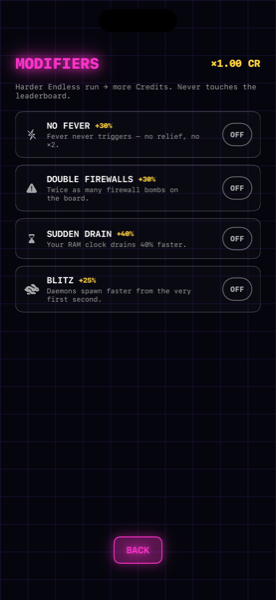 Endless run modifiers